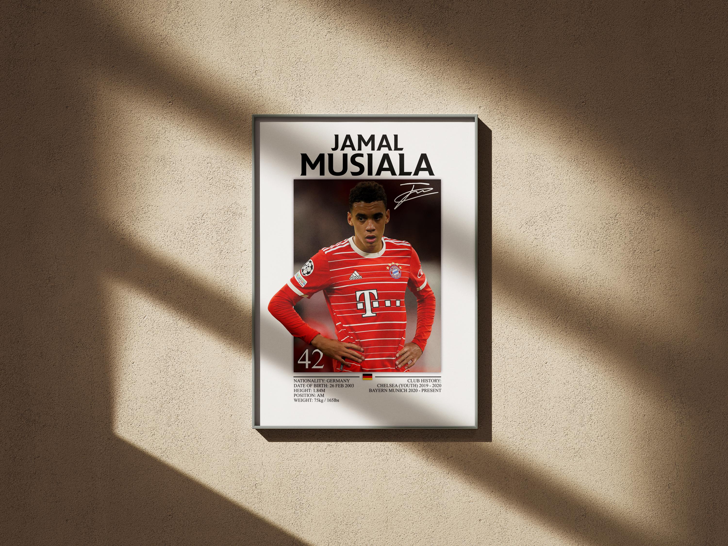 Jamal Musiala Poster: Bayern Munich, German Soccer Art, Football