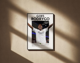 Rodrygo Poster – Real Madrid Football Star Art, Digital Download