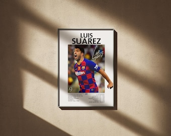 Plakat Luisa Suáreza – Barcelona, Liverpool, Urugwaj – sztuka piłkarska (pobranie cyfrowe)