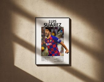 Plakat Luisa Suareza – sztuka gwiazdy futbolu Liverpoolu, wydruk sportowy
