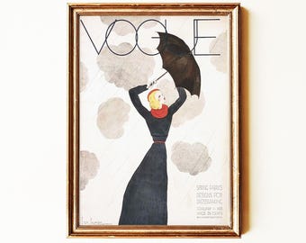Timeless Vintage Vogue Poster Print | Elegant Fashion Wall Art | Chic Feminine Decor | Classic Vogue Illustration