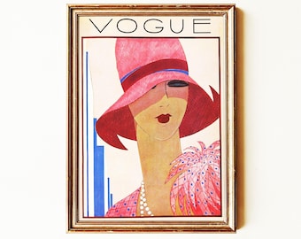 Timeless Vintage Vogue Poster Print | Art Deco Woman Wall Art | Fashion Illustration Decor | Elegant Feminine Wall Art