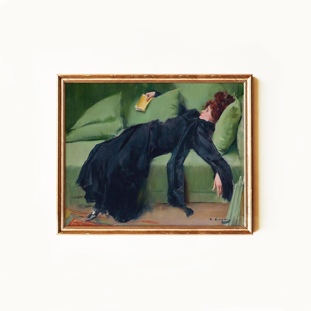 Timeless Vintage Woman Painting Print | Moody Oil Painting Wall Art ...