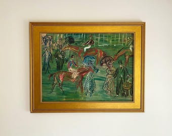 Horse Racing Wall Art — Vintage Jockey Race Painting, Classic Derby Decor, Equestrian Sporting Artwork, Framed Horse Art