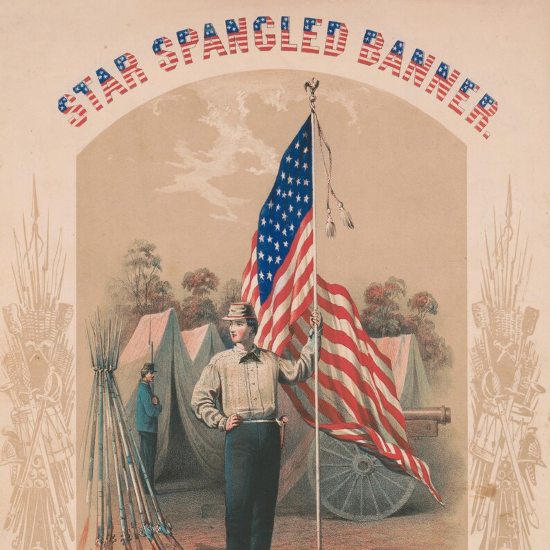 Star Spangled Banner Vintage Poster | American Flag Patriotic Art ...