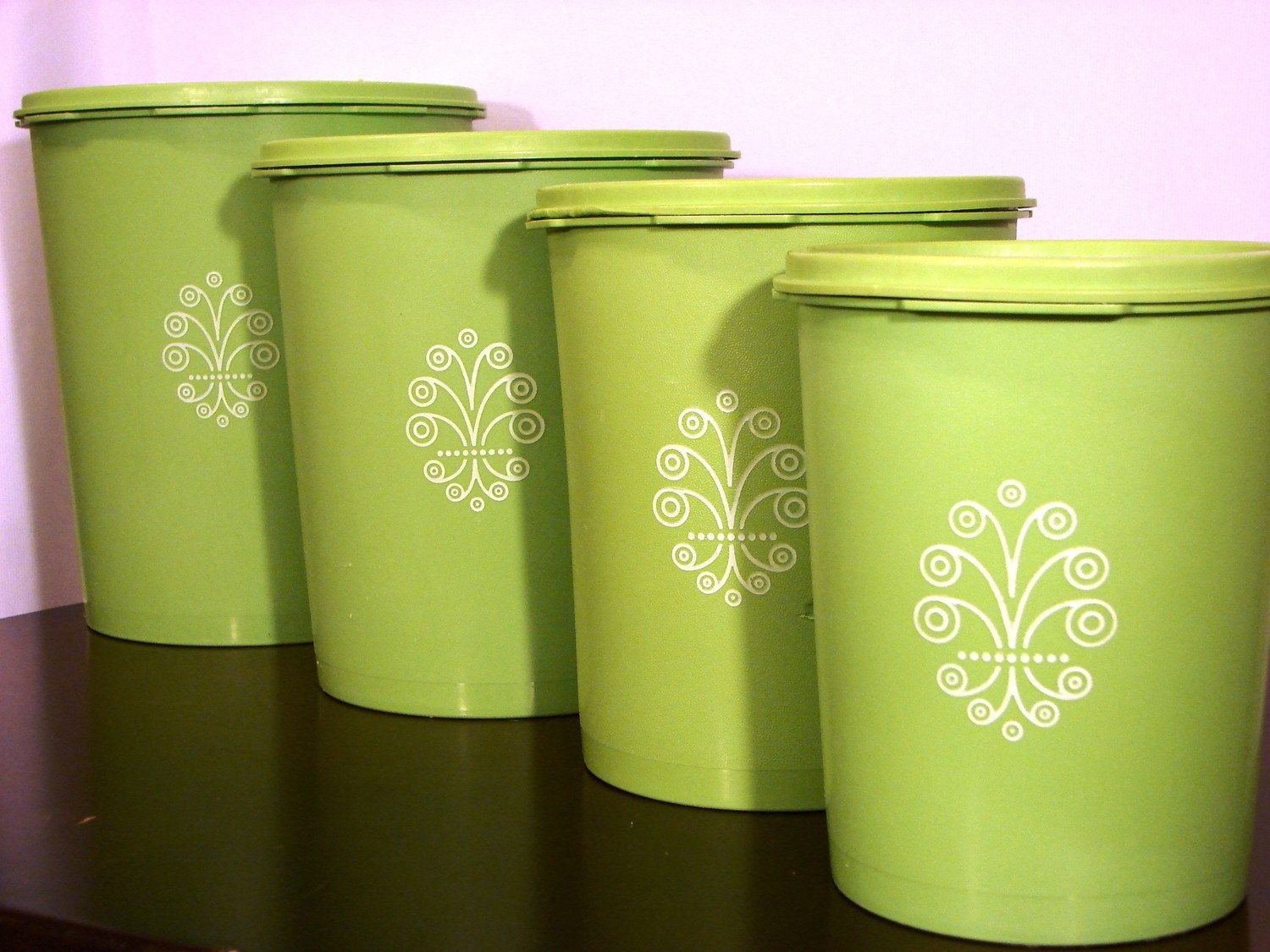 Vintage Lime Green Tupperware Canister Set of 4 Etsy