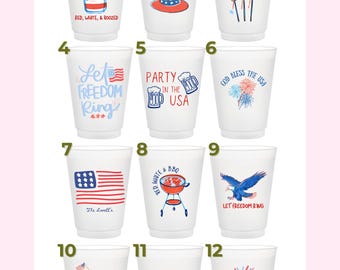 Personalized 4th of July Frosted Cups | Reusable Patriotic Party Drinkware