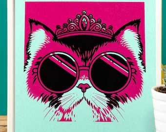 Serigrafia Princess Donut • Arte murale ispirata a Carl di Dungeon Crawler • Fatta a mano • Senza intelligenza artificiale