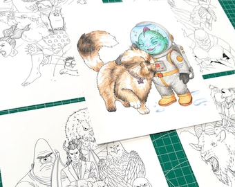 Carl Dungeon Crawler Malvorlagen Digitale PDF • DCC Malbuch • Donut, Mongo, Samantha, Prepotente, und mehr • Handgezeichnet • Keine KI