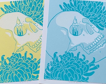 Seventh House • The Locked Tomb Screen Print • Skull and Candle Art • Handmade • No AI