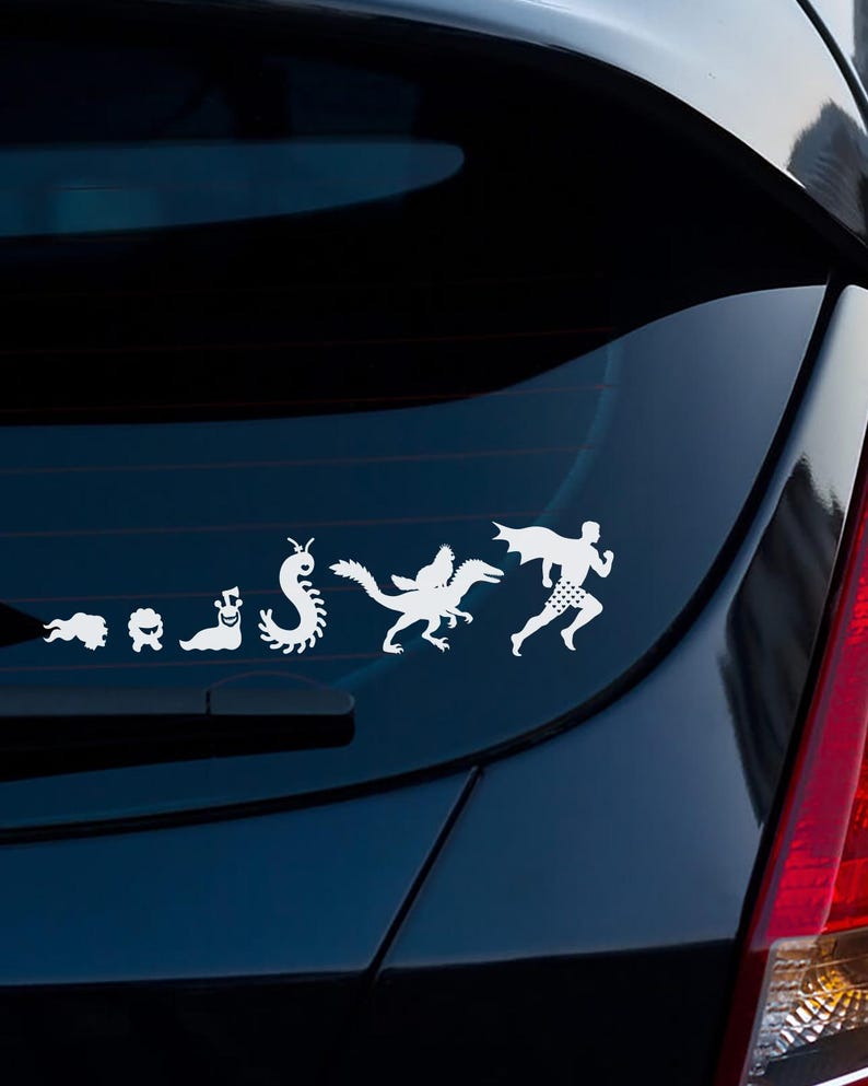 Dungeon Crawler Carl Car Decal • Carl, Princess Donut, Mongo, Scolopendra, Bigs, Samantha, Rend Window Stickers • Hand-designed • No AI All 6 stickers