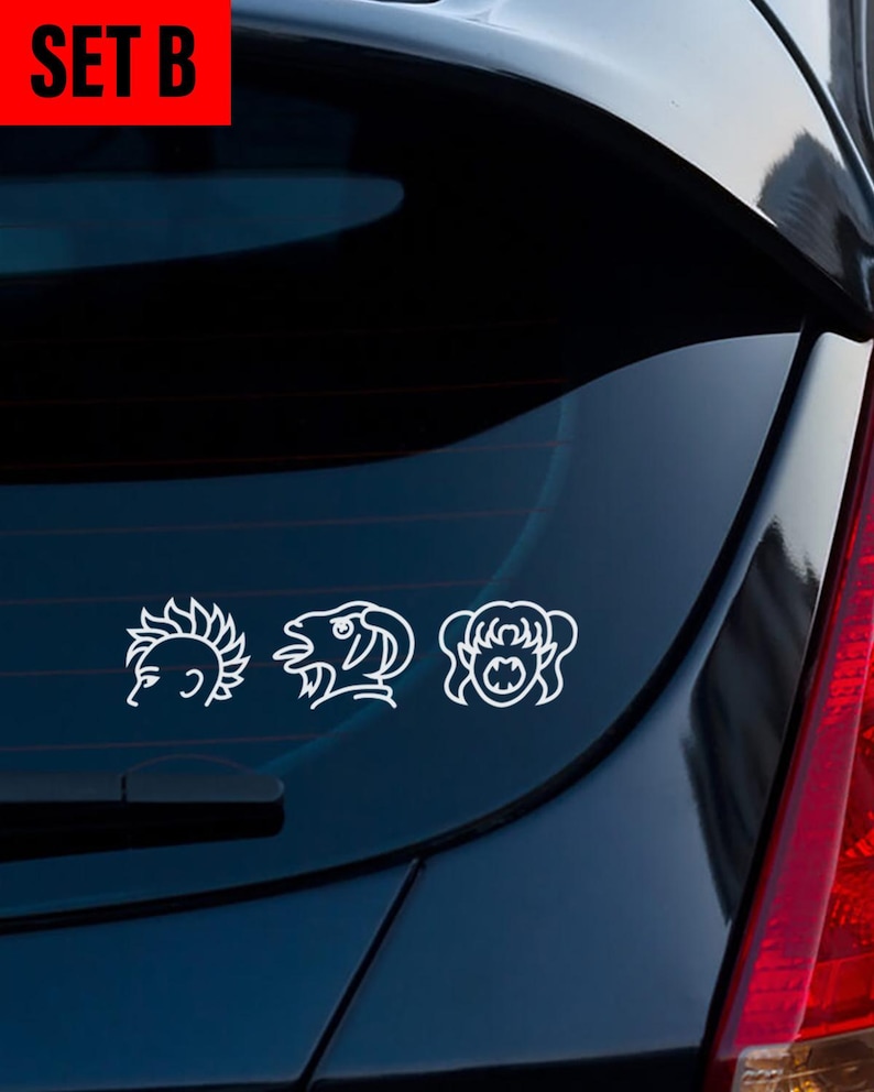 Dungeon Crawler Carl Car Decal • Carl's Heart Boxers, Princess Donut, Mongo, Katia, Prepotente, Samantha Stickers • Hand-designed • No AI Set B (3 stickers)