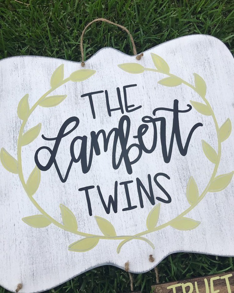 Hospital door hanger for twins // twin nursery decor // pink Etsy