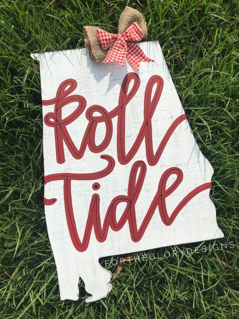Rustic Alabama Football Door Hanger Roll Tide Alabama Etsy