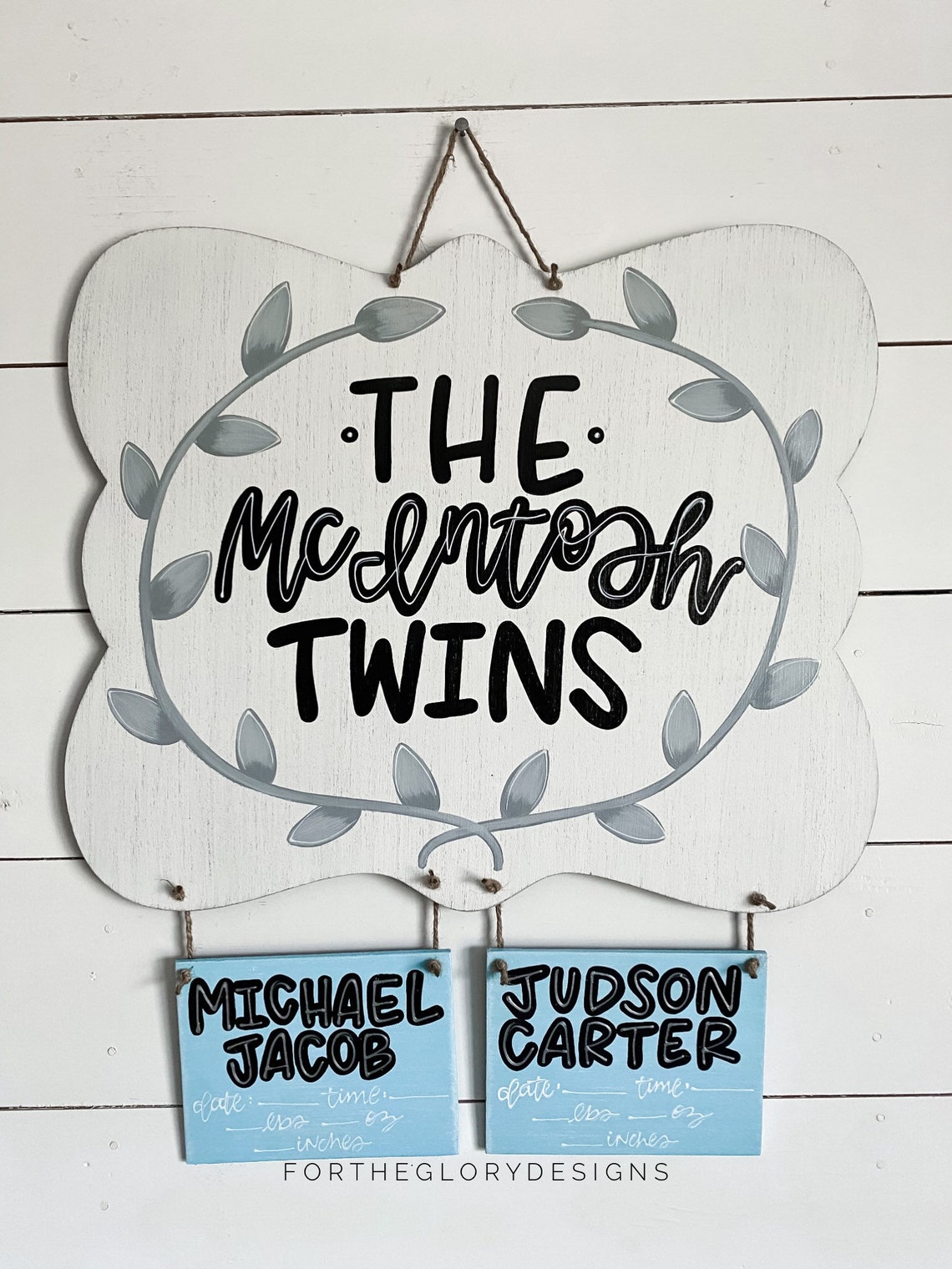 Hospital Door Hanger for Twins // Twin Nursery Decor // Pink Etsy