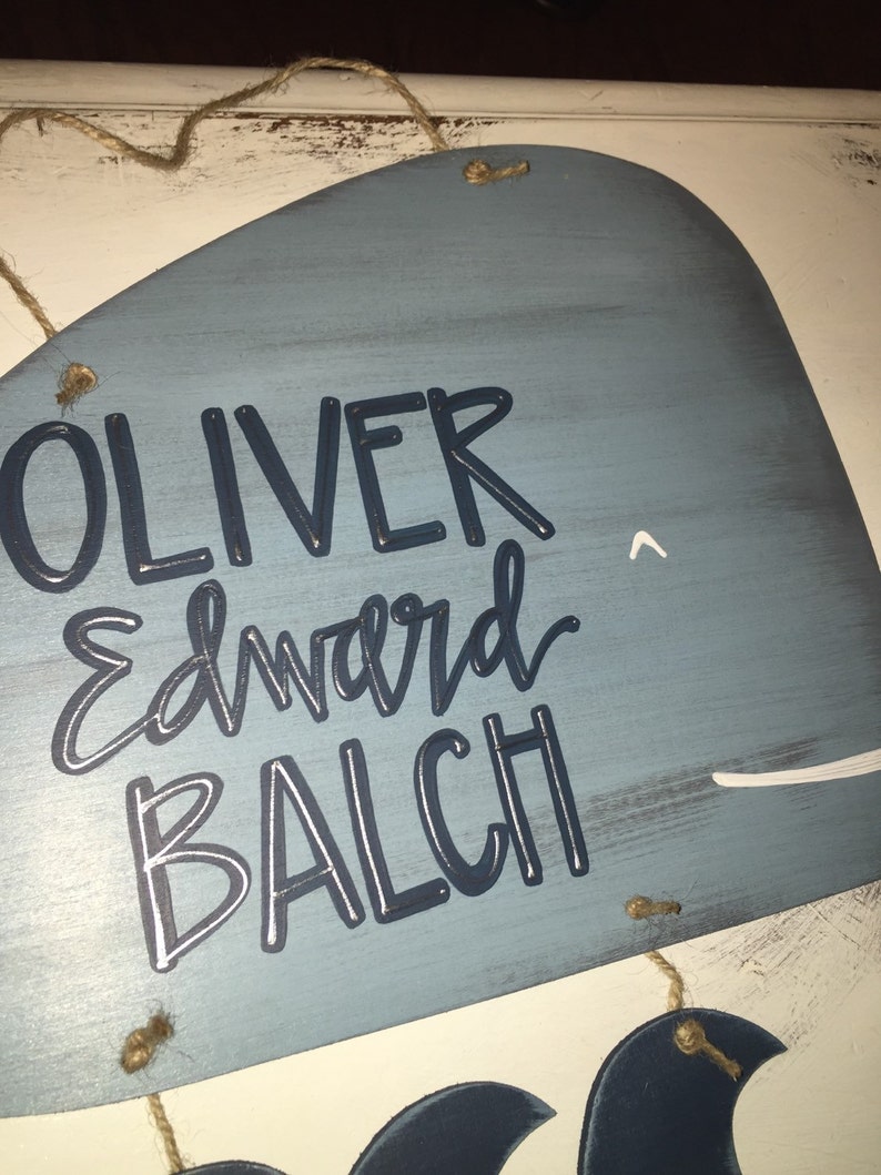 Whale waves hospital door hanger Etsy