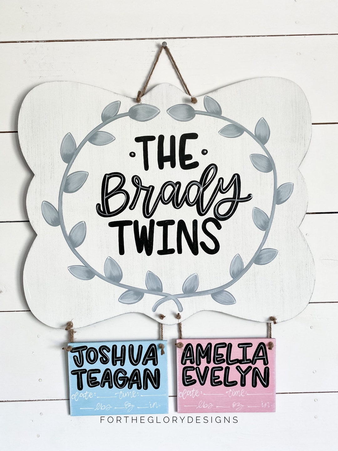 Hospital Door Hanger for Twins // Twin Nursery Decor // Pink Blue Etsy