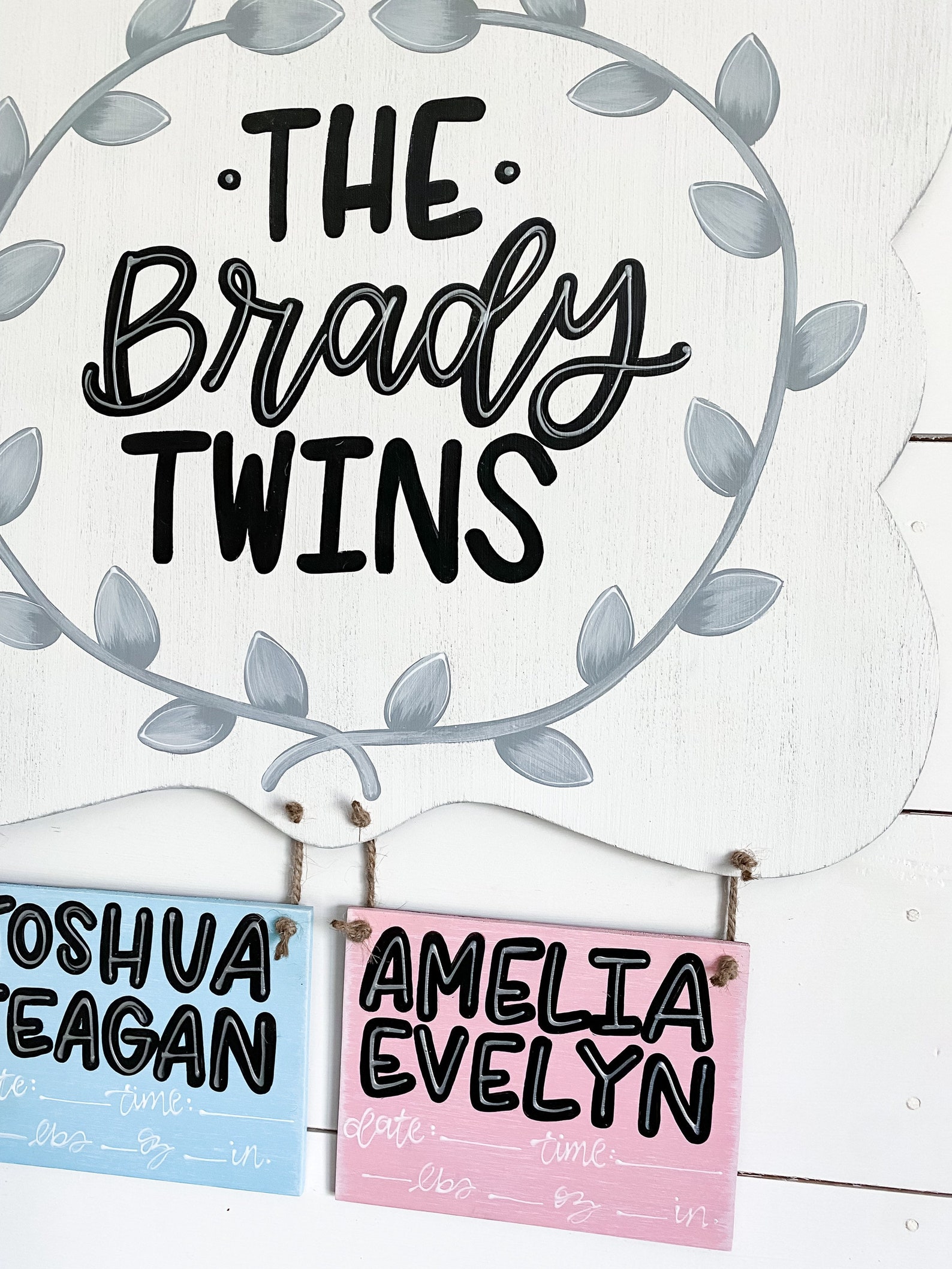 Hospital Door Hanger for Twins // Twin Nursery Decor // Pink Etsy