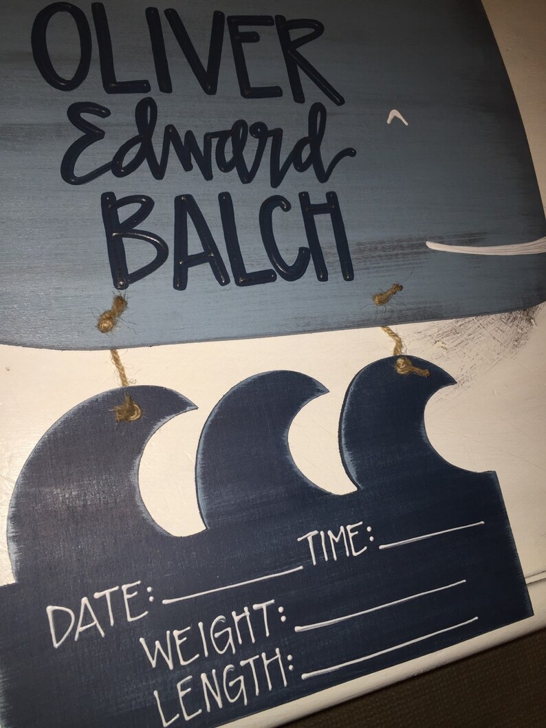 Whale waves hospital door hanger Etsy