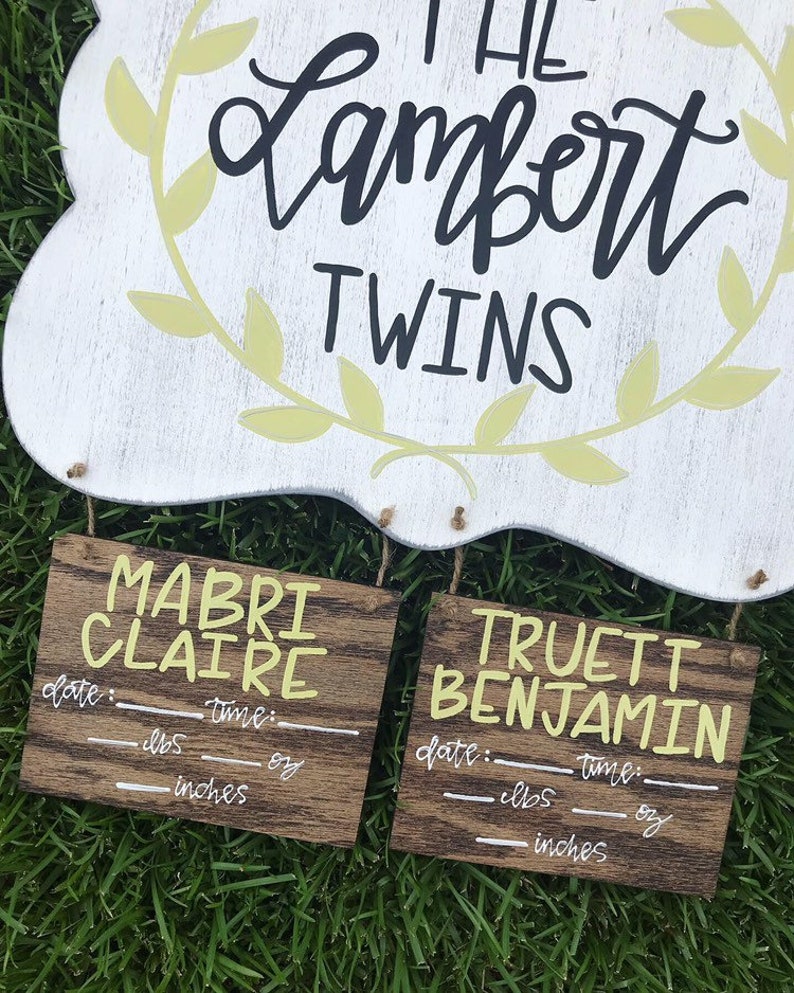 Hospital door hanger for twins // twin nursery decor // pink Etsy