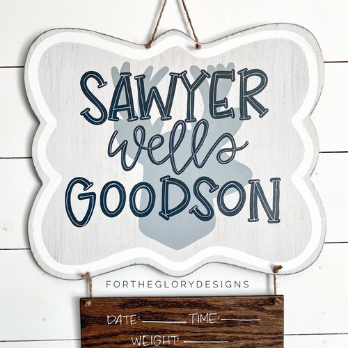 Rustic Hospital Door Hanger for Boys // Dark Stained White Etsy