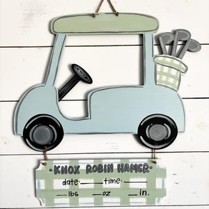 hospital door hanger for boys // pastel golf cart // golf nursery // custom nursery name sign
