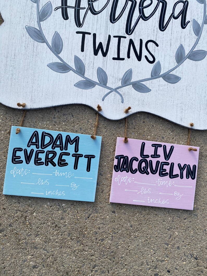 Hospital door hanger for twins // twin nursery decor // pink Etsy