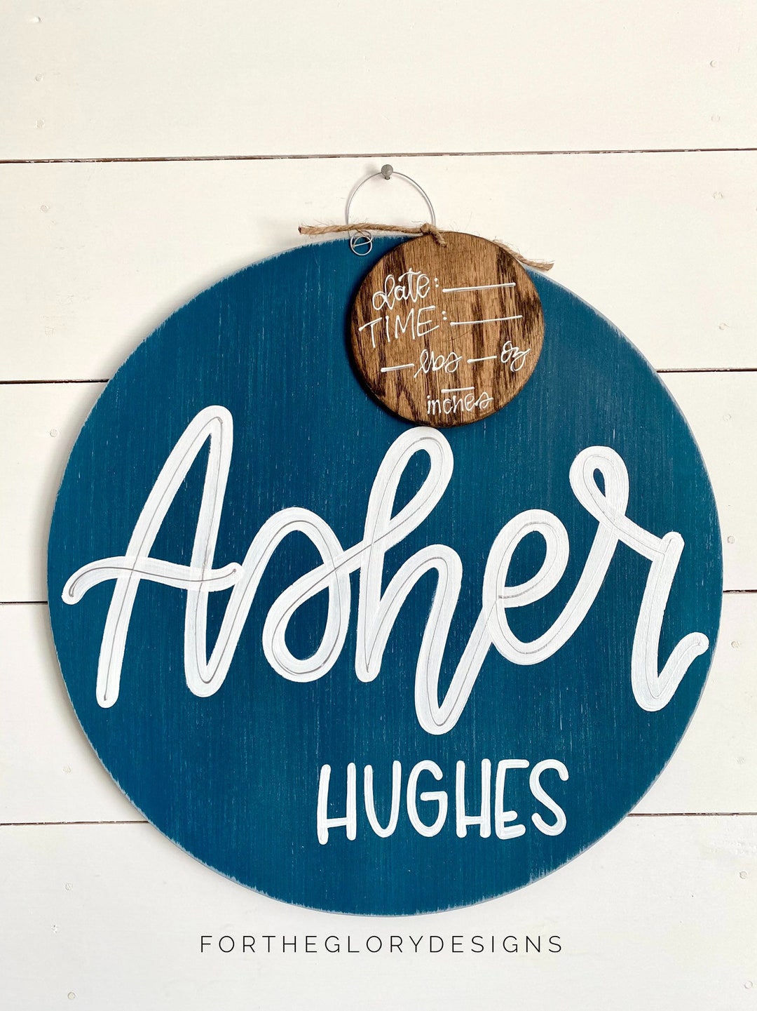 Circle Hospital Door Hanger for Boys // Navy, White // Simple, Classic