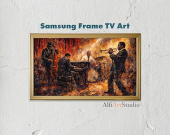 African American Jazz Samsung Frame TV Art, New Orleans Music Club, Vintage Band Painting
