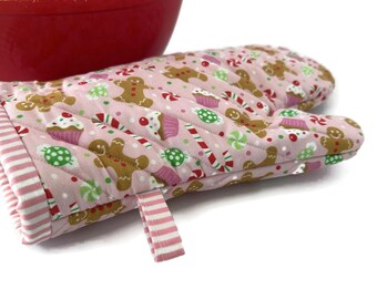 Oven Mitt, Gingerbread and Christmas Treats on Pink