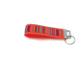 Orange Keychain - Gradient Stripes on Orange - Gift Under 10