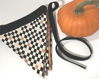 Harlequin Halloween Bunting, 11-Flag Handmade Garland