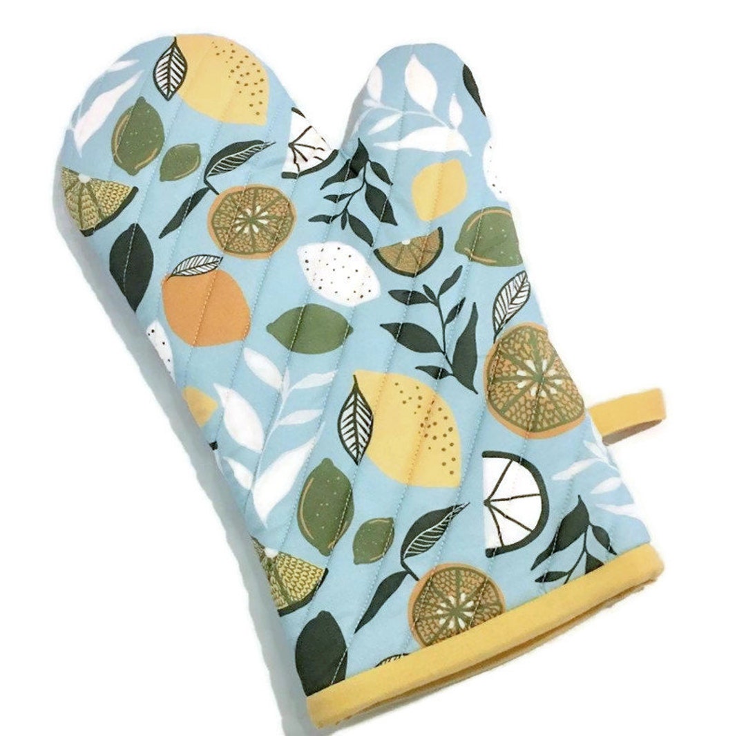 Lemon Fresh Oven Mitt, Gift for Mom, Modern Kitchen Glove, Citrus Oven