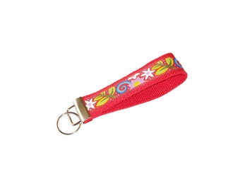 Folk Art Ribbon Keychain -Gift Under 10 - Teacher Gift