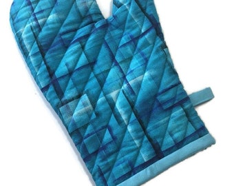 Oven Mitt, Gift for Foodie, Blue Oven Glove