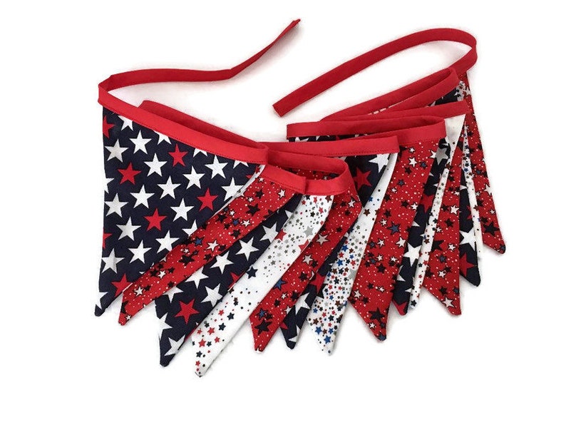 Citizenship Party Vintage Valentine Fabric Heart Flag Garland Independence Day Patriotic Banner 4th of July Bunting Photo Prop