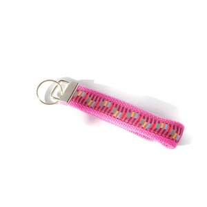 Pink Key Fob, Gift for Teen, Gift Under 10 image 1