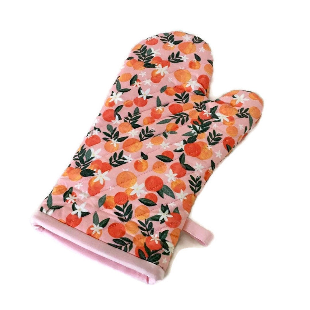 Oven Mitt Oranges on Pink Oven Glove Gift for Mom -  Israel