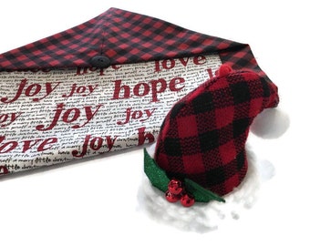 Plaid Christmas Runner, Holiday Decor, Red and Black Plaid Table Topper, Rustic Christmas Decor