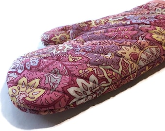 Pink Paisley Oven Mitt with Peach and Berry Accents, Boho Oven Glove, Retro Inspired Gift for Mom