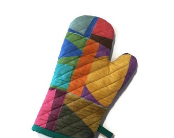 Colorful Abstract Oven Mitt, Modern Oven Glove, Gift Under 30