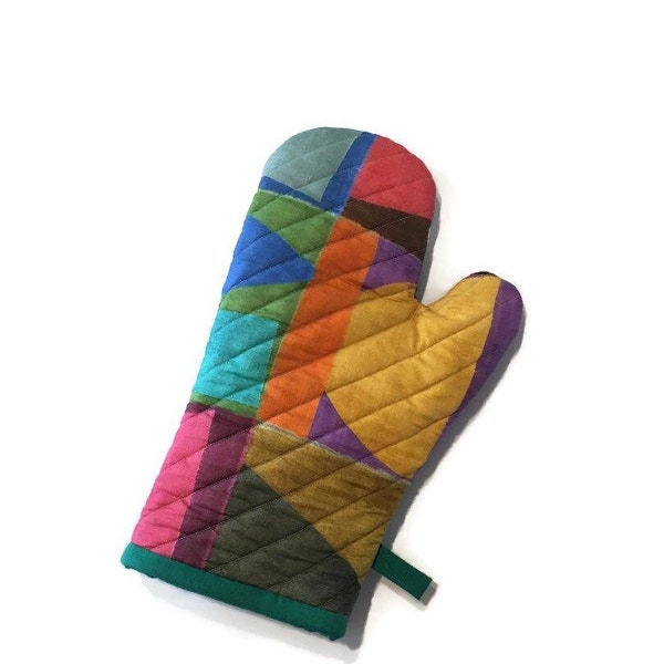 Colorful Abstract Oven Mitt, Modern Oven Glove, Gift Under 30