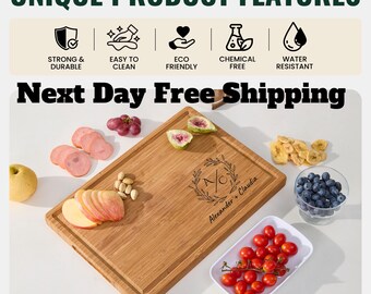 Engraved Wood Cutting Board, Personalized Wedding Gift, Custom Engraved Cutting Board, Anniversary Gift for Her, Wedding gift for Couple