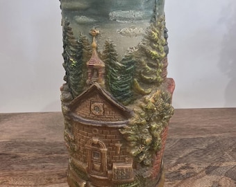 VTG Johann Gunter Walldurn-Baden Schutzmarke Iglesia de Velas Escena del Viejo Mundo Folk