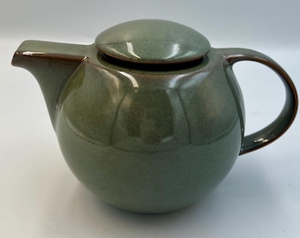 Vintage Otagiri Stoneware Teapot Green Glaze Japanese Style Ceramic Mid Century Modern Style Tea Server