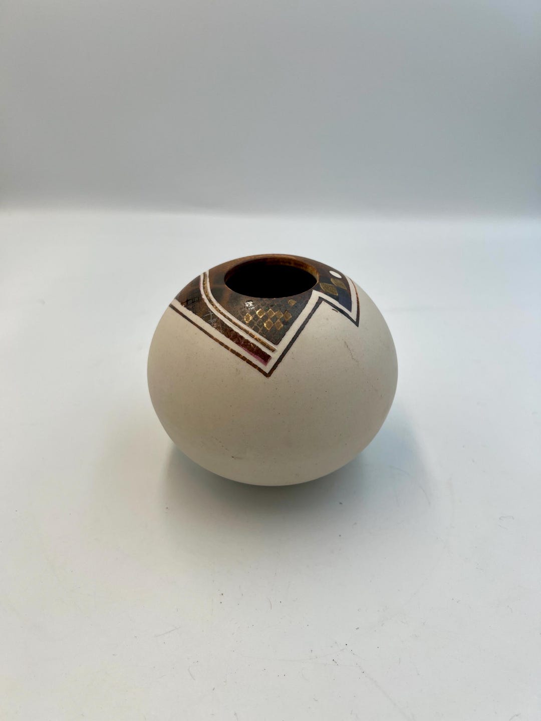 Vintage Tiny Studio Pottery Bud Vase Hand Thrown Ceramic Geometric W ...