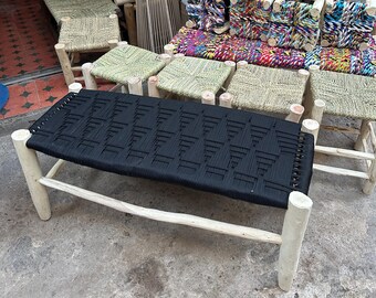 Moroccan bench with Black cord - handmade Moroccan Furniture