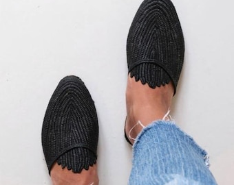 Raffia Schuhe – Handgewebte Stroh Hausschuhe für Damen
