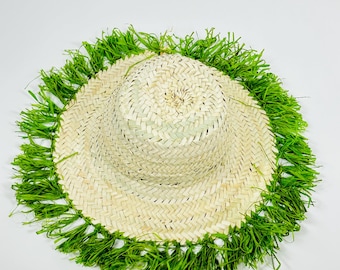 Handmade Moroccan Straw Hat – Authentic Berber Boho Wall Decor, Rustic Woven Basket Hat Art