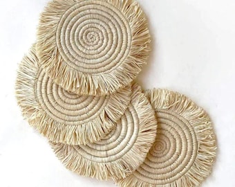 Handwoven Raffia Placemats – Rustic Boho Table Chargers for Wedding or Home